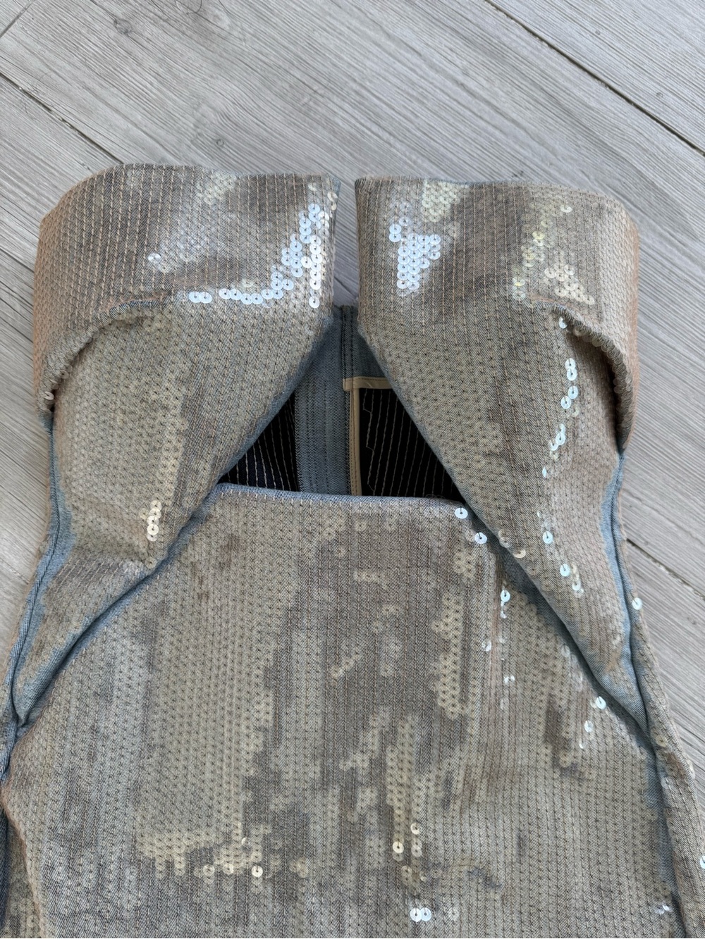 Rick Owens Strapless Metallic Silver Sequin Dress - Picture 4 of 5